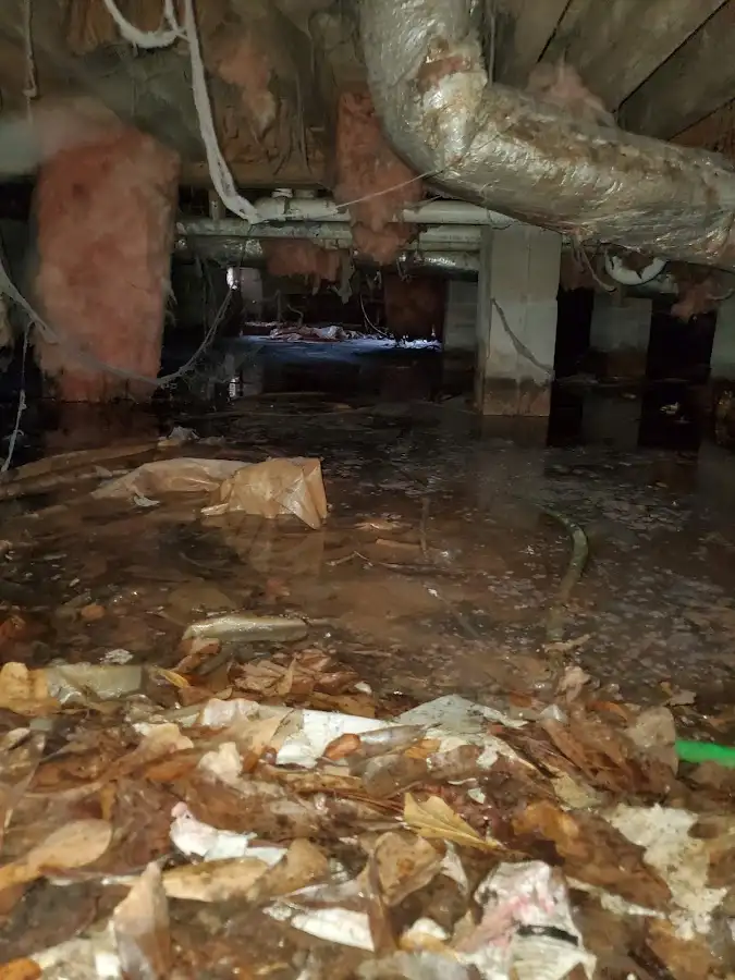Crawl space flood assessment for Commercial Water Damage Restoration in Timonium